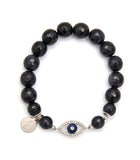 Evil-Eye Bracelet with Blue Sandstone Beads