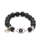 Evil-Eye Bracelet with Blue Sandstone Beads