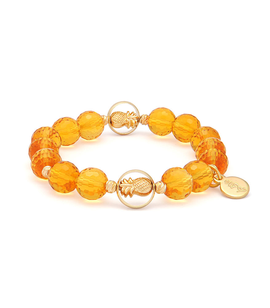 Faceted Citrine with Double Pineapple Charm Bracelet