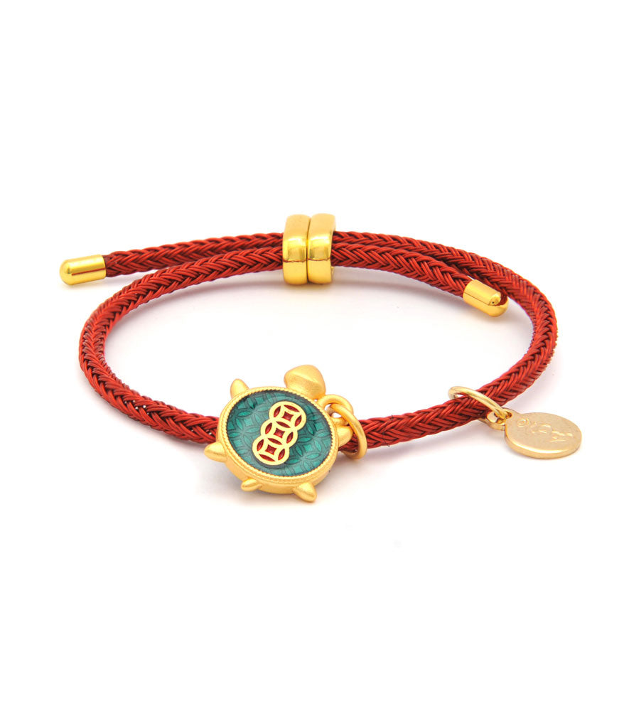Tortoise Symbol with Red String Bracelet