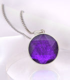 Purple Meteorite Disc Pendant with Necklace (20mm)