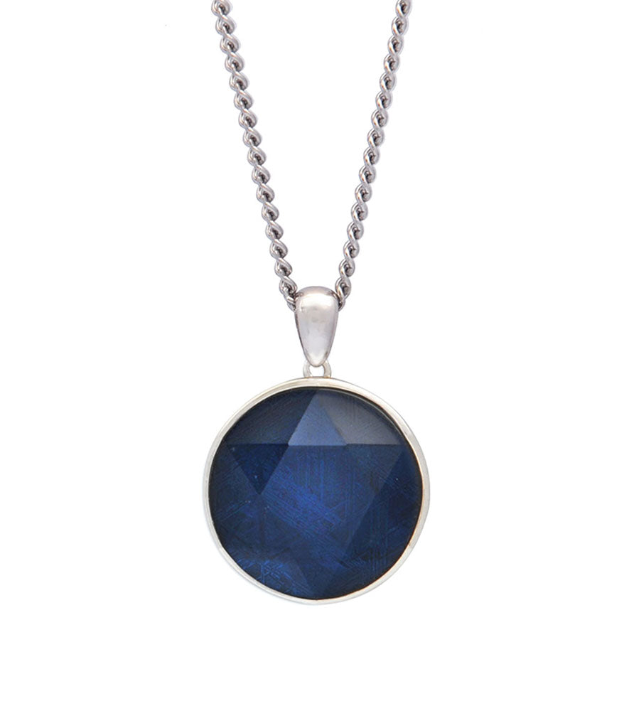 Sapphire Meteorite Disc Pendant with Necklace (20mm)