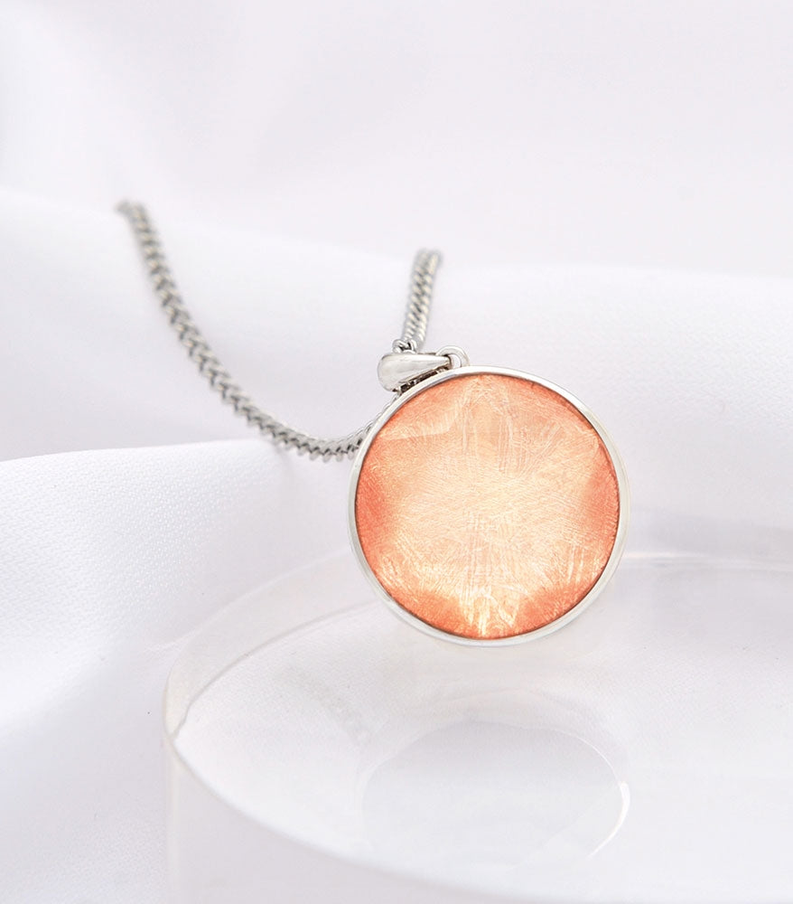 Rose Meteorite Disc Pendant with Necklace (20mm)
