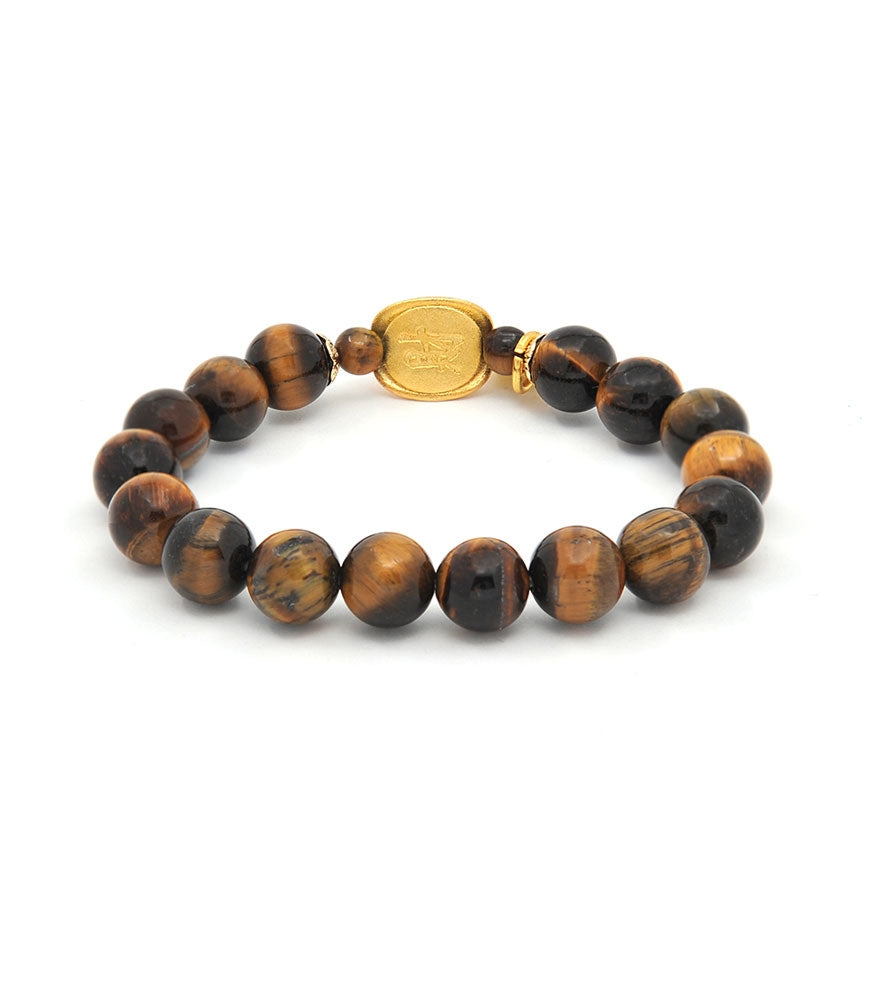Tiger's Eye with Gold Tortoise Shell  (财 Wealth)